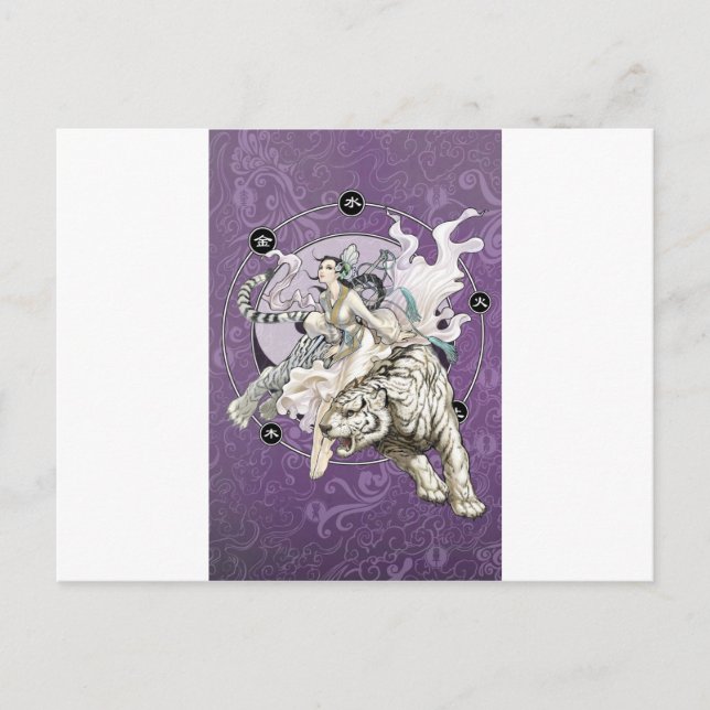 Cartão Postal Espírito Chinês do Tigre com Elementar Chinês (Frente)