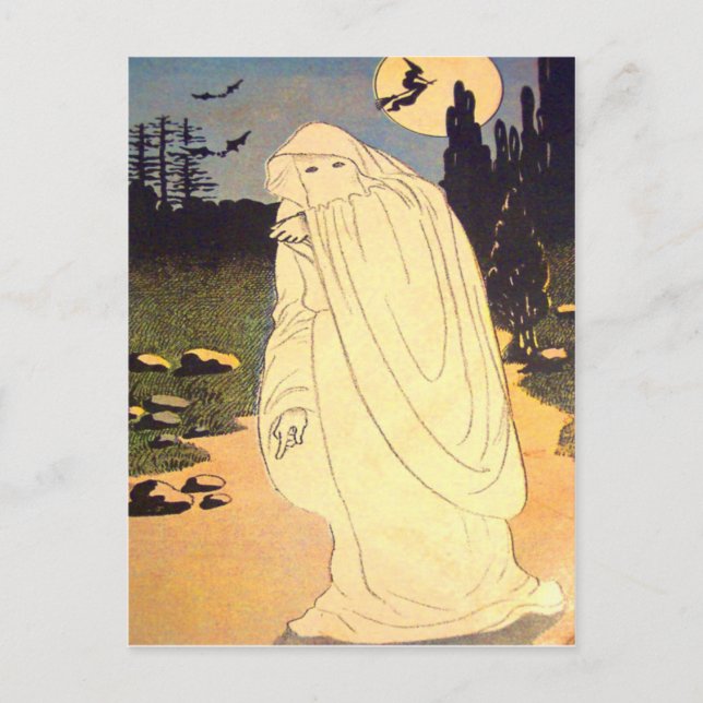 Cartão Postal Espírito da Lua do Morcego Bruxa Fantasma (Frente)