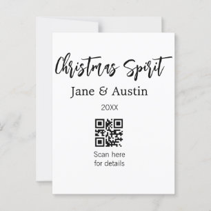 Cartão Postal espírito de Natal nome do casal no casamento QR da