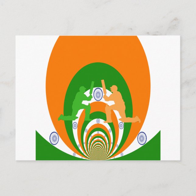 Cartão Postal Espírito do Críquete da Índia: Design Abstrato (Frente)