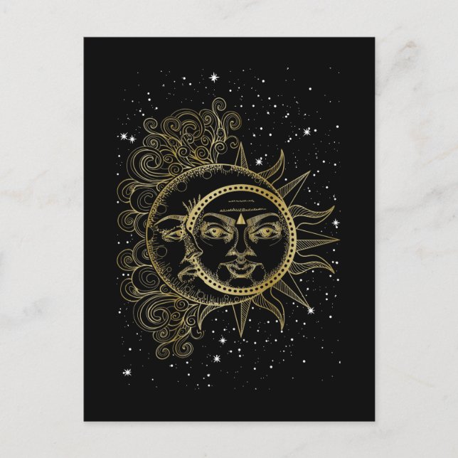 Cartão Postal Espíritos da Lua Sun Luna Estrelas Aestéticas (Frente)