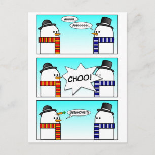 Cartão Postal Espirrendo Snowman