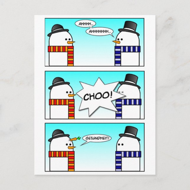 Cartão Postal Espirrendo Snowman (Frente)