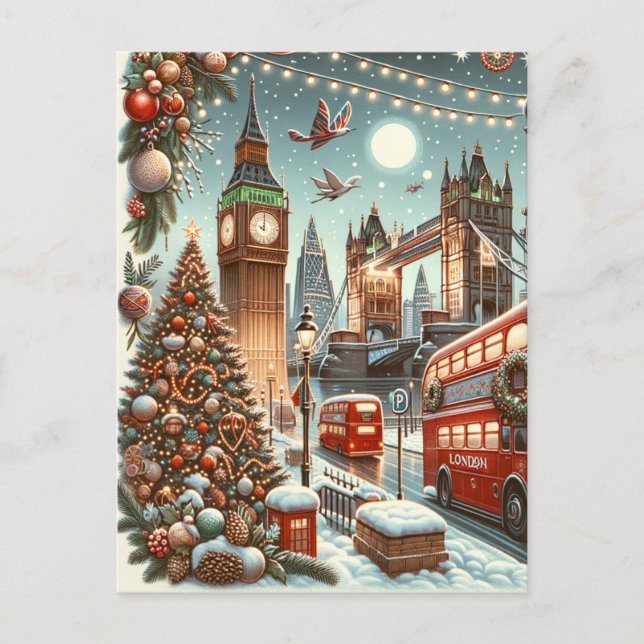 Cartão Postal Esplendor festivo de Londres - Carro de Natal vibr (Frente)