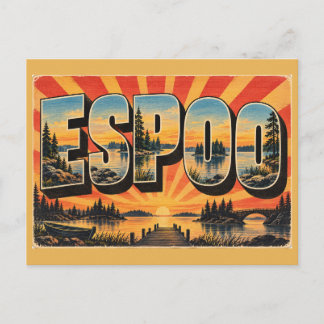 Cartão Postal Espoo Lakes Forests Vintage Travel Art