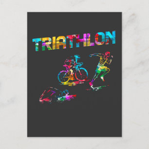 Cartão Postal Esportes Coloridos de Natação Triathlon e Corrida