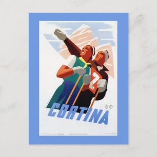Cartão Postal Esportes de inverno de Cortina Vintage, Itália, v