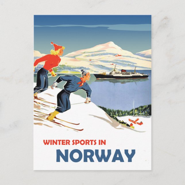 Cartão Postal Esportes de inverno na Noruega (Frente)