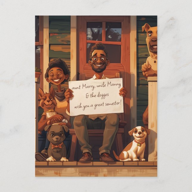 Cartão Postal Esposa e Marido com Cães (Frente)