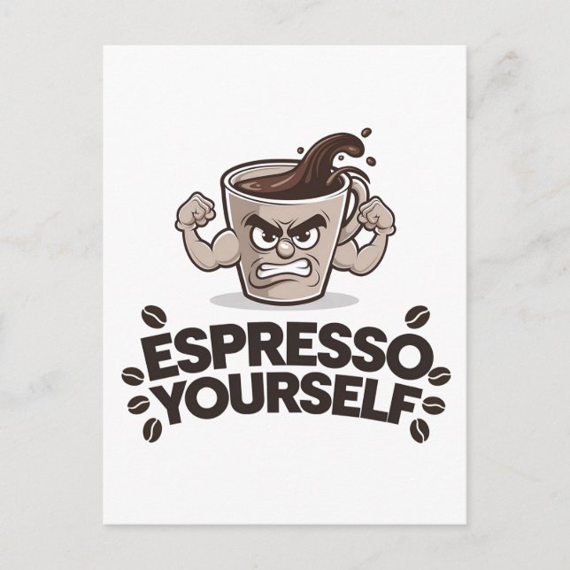 Cartão Postal Espresso - Engraçado Design de café (Frente)