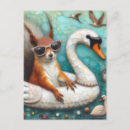 Cartão Postal Esquadrão em uma Arte Digital Swan Float