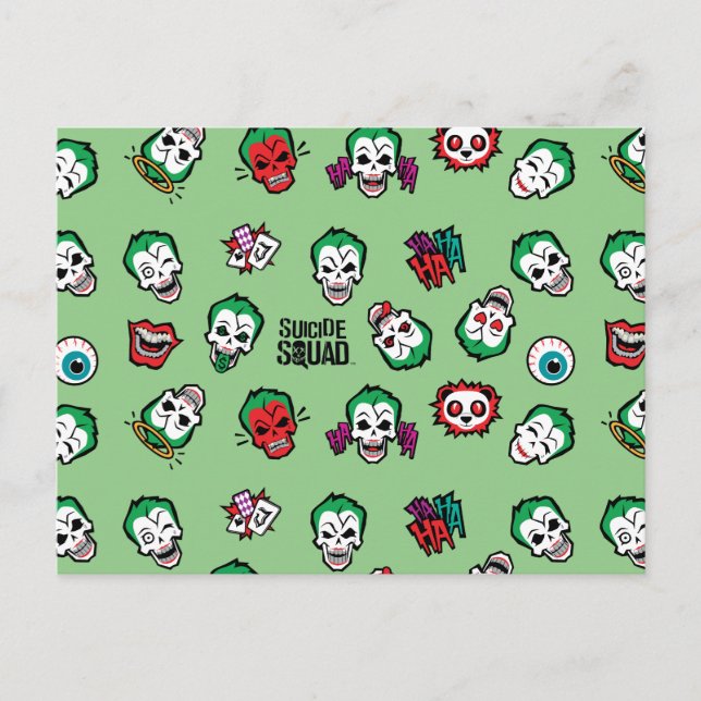 Cartão Postal Esquadrão Suicida | Coringa Emoji Pattern (Frente)