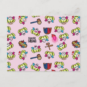 Cartão Postal Esquadrão Suicida Harley Quinn Emoji Pattern