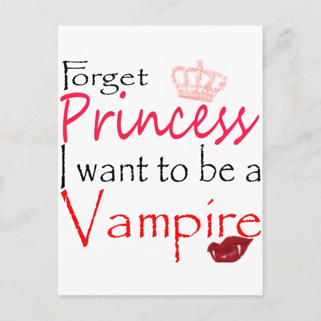Cartão Postal Esquece a Princesa que quero ser vampiro (Frente)