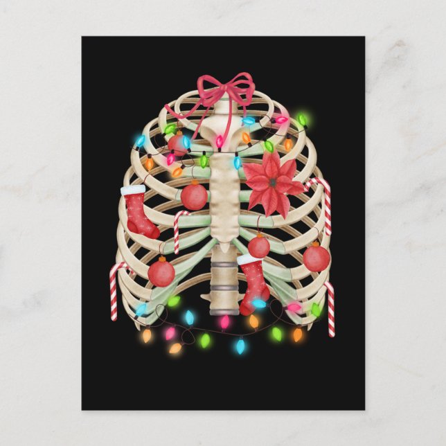 Cartão Postal Esqueleto Árvore de Natal Engraçado Esqueletos de  (Frente)