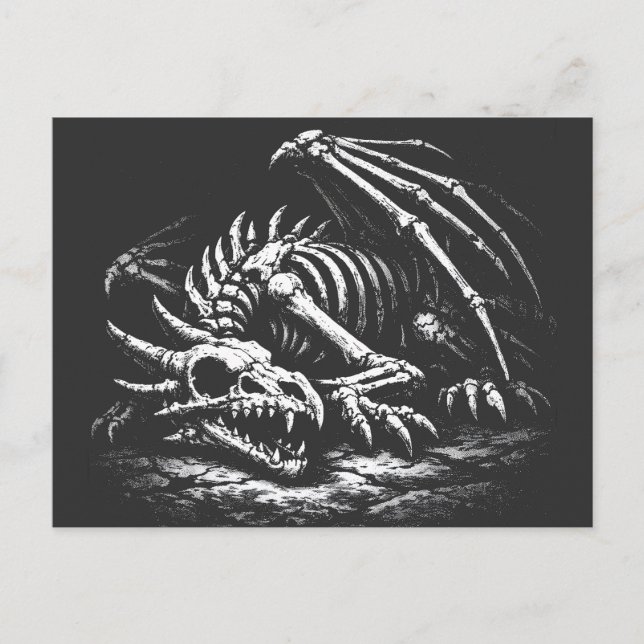 Cartão Postal Esqueleto de Dragão — por BurnsInHell (Frente)