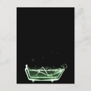 Cartão Postal Esqueleto de Raio-X Banho Preto Verde