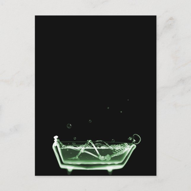 Cartão Postal Esqueleto de Raio-X Banho Preto Verde (Frente)