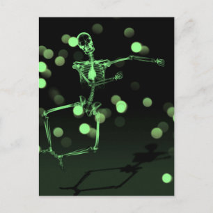 Cartão Postal Esqueleto de Raio X dançante - Verde