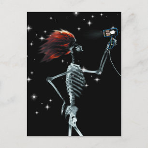 Cartão Postal Esqueleto de Raio X sendo vestido - Cabelo Vermelh