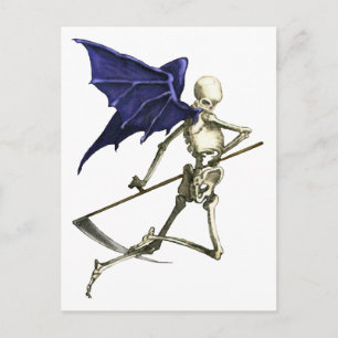 Cartão Postal Esqueleto do Receptor de Lama Gótico Halloween