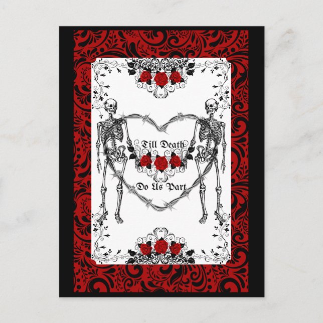 Cartão Postal Esqueleto gótico até a morte nos separamos (Frente)