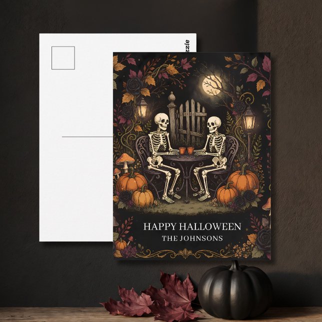 Cartão Postal Esqueletos Noite de Halloween (Criador carregado)
