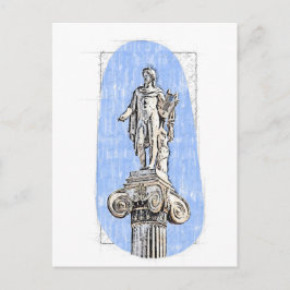 Cartão Postal Esquema de aquarela da estátua de Apollon