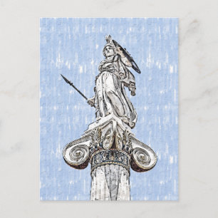 Cartão Postal Esquema de aquarela da estátua de Athena