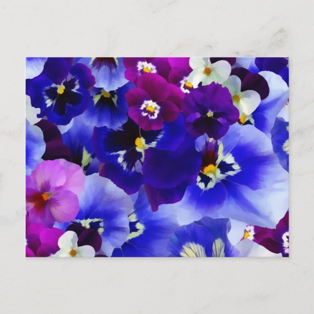 Cartão Postal Esquema de Flor Azul (Frente)