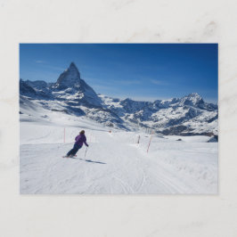 Cartão Postal Esqui com o Monte Matterhorn em Zermatt, Suiça