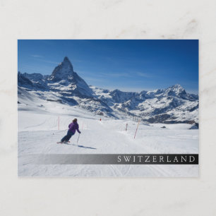 Cartão Postal Esqui com o Monte Matterhorn em Zermatt, Suiça