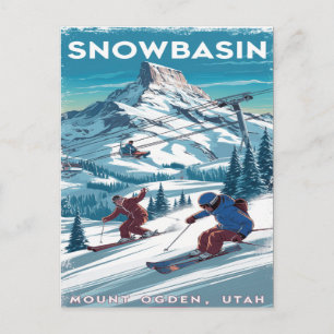 Cartão Postal Esqui de Bacia Neve no Monte Ogden, Utah