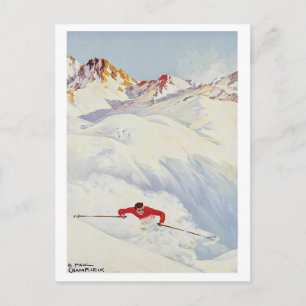 Cartão Postal Esqui de inverno em montanhas,cartão postal de via