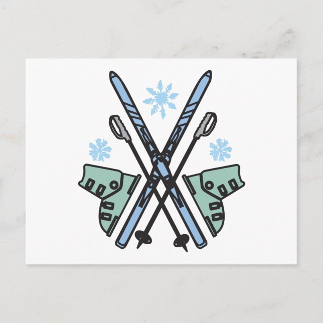 Cartão Postal Esqui de neve (Frente)