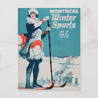 Cartão Postal Esqui do poster vintage desportivo de inverno de M