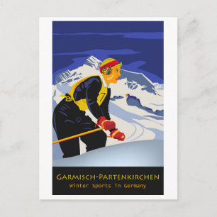 Cartão Postal Esqui em Garmisch-Partenkirchen, Alemanha