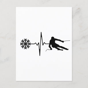 Cartão Postal Esqui - Presente Skiing Heartbeat Skier