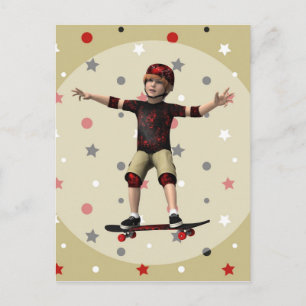 Cartão Postal Esquiador de skate