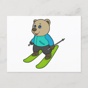 Cartão Postal Esquiador de Urso Esqui