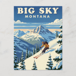 Cartão Postal Esquiador em Big Sky Montana Viagem