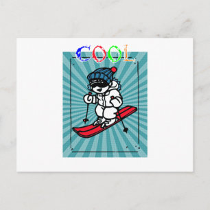 Cartão Postal Esquiador Legal Vintage esqui desenhos de esqu