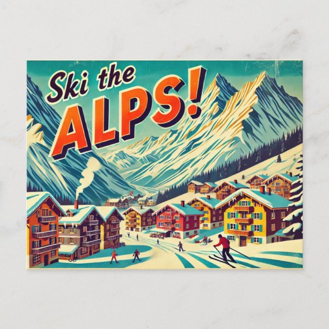 Cartão Postal Esquiar os Alpes (Frente)