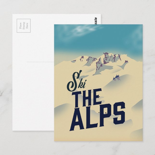 Cartão Postal Esquie nos Alpes (Frente/Verso)