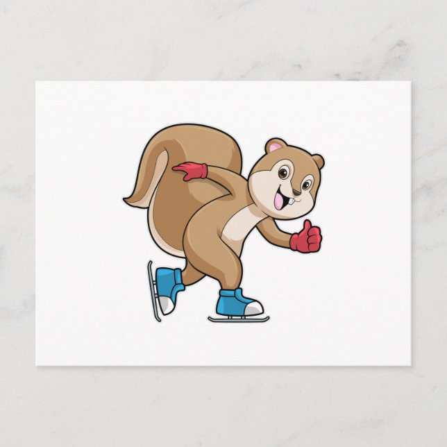 Cartão Postal Esquilo no patins de gelo com patins de gelo (Frente)