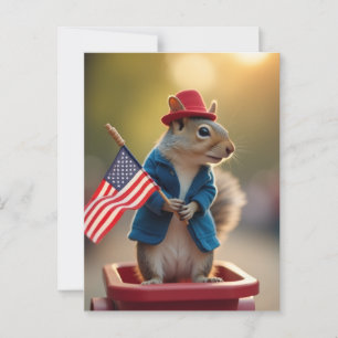 Cartão Postal Esquilo Patriótico