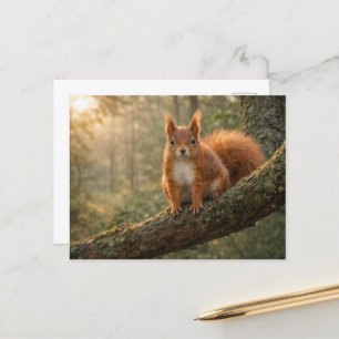 Cartão Postal Esquilo Vermelho Terras Altas da Escócia Floresta