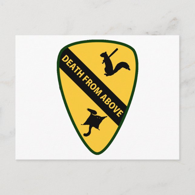 Cartão Postal Esquilo Voador Primeira Cavalaria de Ar Insignia (Frente)