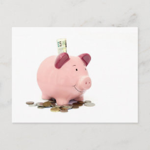 Cartão Postal esse porquinho foi ao banco