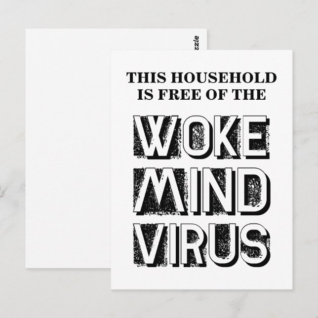 Cartão Postal Esta Casa está Livre do Vírus da Mente Woke Person (Frente/Verso)
